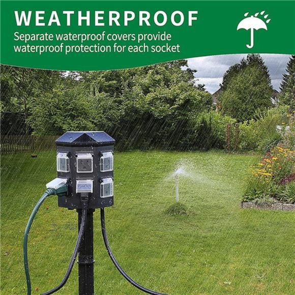 Power Strip Timer, Dusk to Dawn Sensor Outdoor, 6 Ft Extension Cord Waterproof - Picture 3 of 7